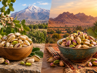 پسته دامغان بهتره یا رفسنجان؟ مقایسه کامل کیفیت، طعم و قیمت